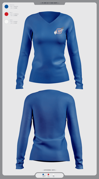 Womens Long Sleeve Vneck Shirt, Cleveland Blue Raiders, Track & Field, Teamtime, Team time, sublimation, custom sports apparel, team uniforms, spirit wear, spiritwear, sports uniforms, custom shirts, team store, custom team store, fundraiser sports, apparel fundraiser
