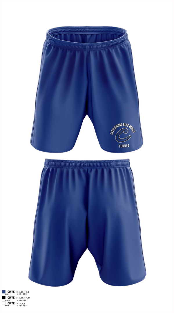 Athletic Shorts With Pockets, Castlewood Blue Devils, Tennis, Teamtime, Team time, sublimation, custom sports apparel, team uniforms, spirit wear, spiritwear, sports uniforms, custom shirts, team store, custom team store, fundraiser sports, apparel fundraiser