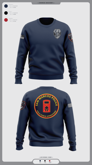 Crew Neck Sweatshirt, San marcos police - field force, Police, Teamtime, Team time, sublimation, custom sports apparel, team uniforms, spirit wear, spiritwear, sports uniforms, custom shirts, team store, custom team store, fundraiser sports, apparel fundraiser