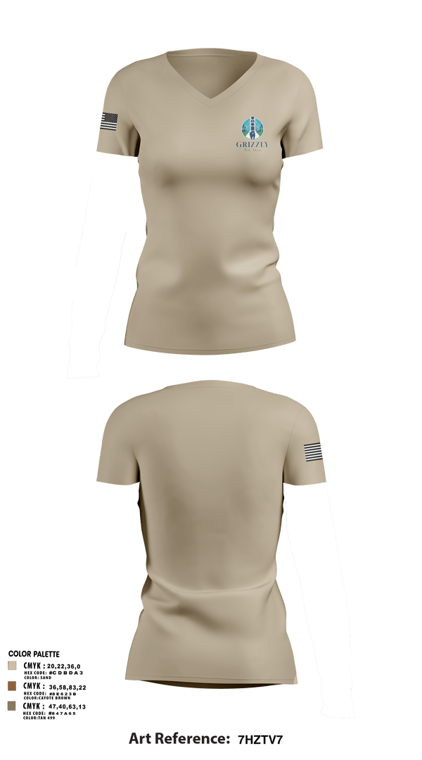 Womens Short Sleeve Vneck Shirt, Grizzly bay area, , Teamtime, Team time, sublimation, custom sports apparel, team uniforms, spirit wear, spiritwear, sports uniforms, custom shirts, team store, custom team store, fundraiser sports, apparel fundraiser