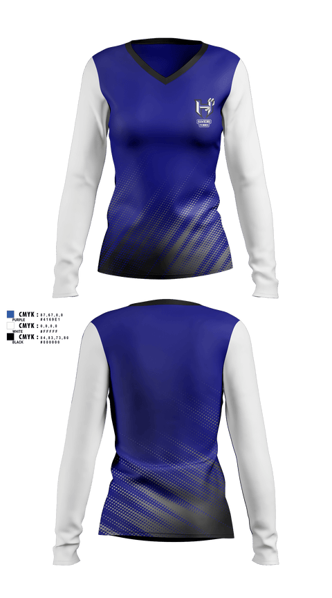 Womens Long Sleeve Vneck Shirt, Hawkins Tennis, Tennis, Teamtime, Team time, sublimation, custom sports apparel, team uniforms, spirit wear, spiritwear, sports uniforms, custom shirts, team store, custom team store, fundraiser sports, apparel fundraiser
