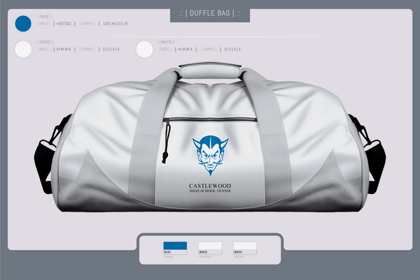 Duffle Bag, Castlewood High School Tennis, Tennis, Teamtime, Team time, sublimation, custom sports apparel, team uniforms, spirit wear, spiritwear, sports uniforms, custom shirts, team store, custom team store, fundraiser sports, apparel fundraiser