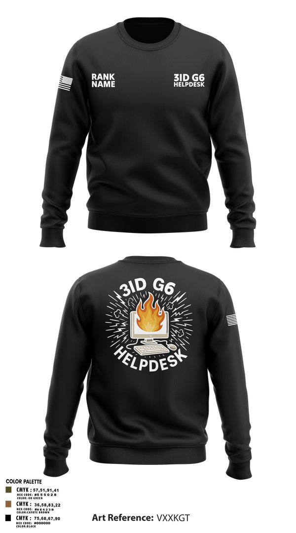 Crew Neck Sweatshirt, 3ID G6 Helpdesk, , Teamtime, Team time, sublimation, custom sports apparel, team uniforms, spirit wear, spiritwear, sports uniforms, custom shirts, team store, custom team store, fundraiser sports, apparel fundraiser