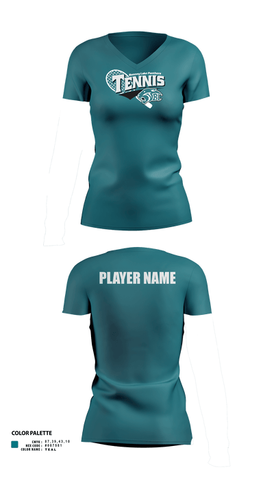Bonney Lake Panthers Tennis 67829590 Women's Short Sleeve V-neck Shirt - 3