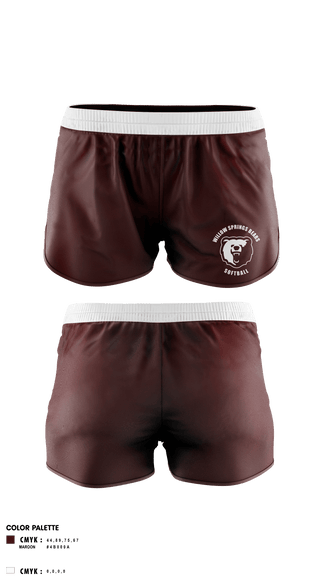 Womens Shorts, Willow Springs Bears Softball, Softball, Teamtime, Team time, sublimation, custom sports apparel, team uniforms, spirit wear, spiritwear, sports uniforms, custom shirts, team store, custom team store, fundraiser sports, apparel fundraiser