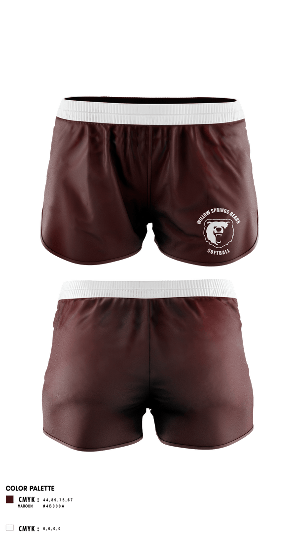Womens Shorts, Willow Springs Bears Softball, Softball, Teamtime, Team time, sublimation, custom sports apparel, team uniforms, spirit wear, spiritwear, sports uniforms, custom shirts, team store, custom team store, fundraiser sports, apparel fundraiser