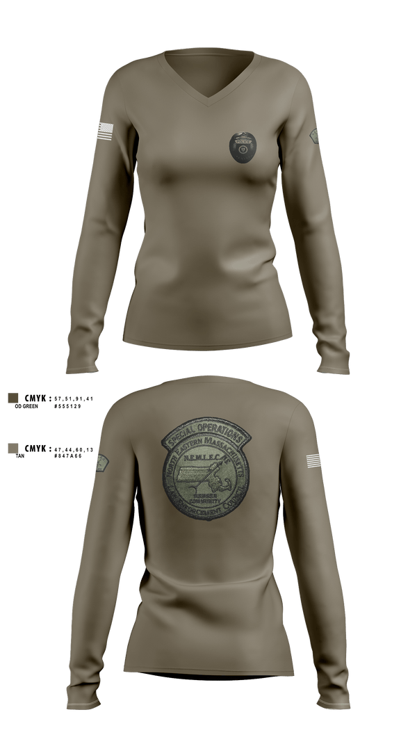 Womens Long Sleeve Vneck Shirt, NEMLEC SWAT, , Teamtime, Team time, sublimation, custom sports apparel, team uniforms, spirit wear, spiritwear, sports uniforms, custom shirts, team store, custom team store, fundraiser sports, apparel fundraiser