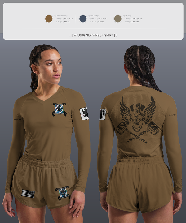 Womens Long Sleeve Vneck Shirt, 1-28 Infantry battalion, , Teamtime, Team time, sublimation, custom sports apparel, team uniforms, spirit wear, spiritwear, sports uniforms, custom shirts, team store, custom team store, fundraiser sports, apparel fundraiser