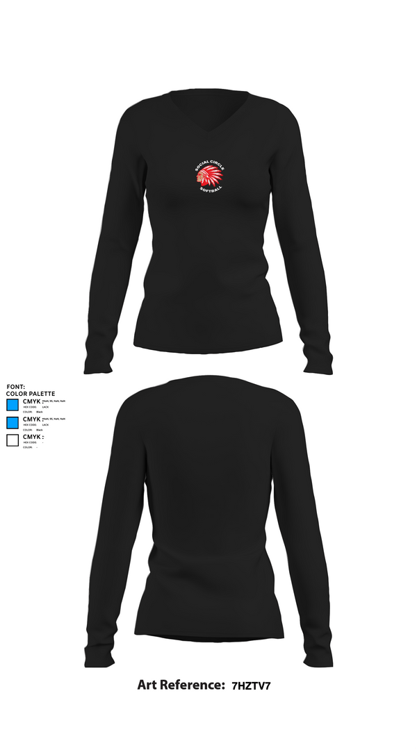 Womens Long Sleeve Vneck Shirt, Social Circle Middle School Softball, Softball, Teamtime, Team time, sublimation, custom sports apparel, team uniforms, spirit wear, spiritwear, sports uniforms, custom shirts, team store, custom team store, fundraiser sports, apparel fundraiser