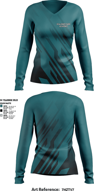 Womens Long Sleeve Vneck Shirt, Guajome Park Academy, Frogs, Spirit Store, Teamtime, Team time, sublimation, custom sports apparel, team uniforms, spirit wear, spiritwear, sports uniforms, custom shirts, team store, custom team store, fundraiser sports, apparel fundraiser
