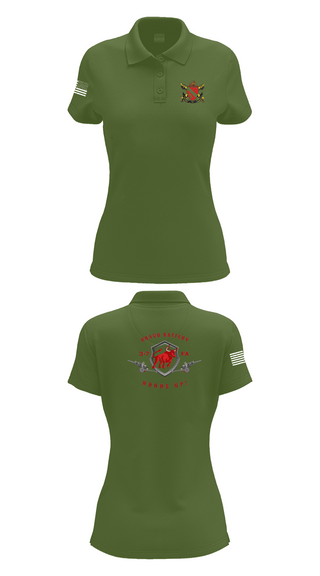 Womens Short Sleeve Performance Polo, Bravo Battery 3-7 FA, Army, Teamtime, Team time, sublimation, custom sports apparel, team uniforms, spirit wear, spiritwear, sports uniforms, custom shirts, team store, custom team store, fundraiser sports, apparel fundraiser