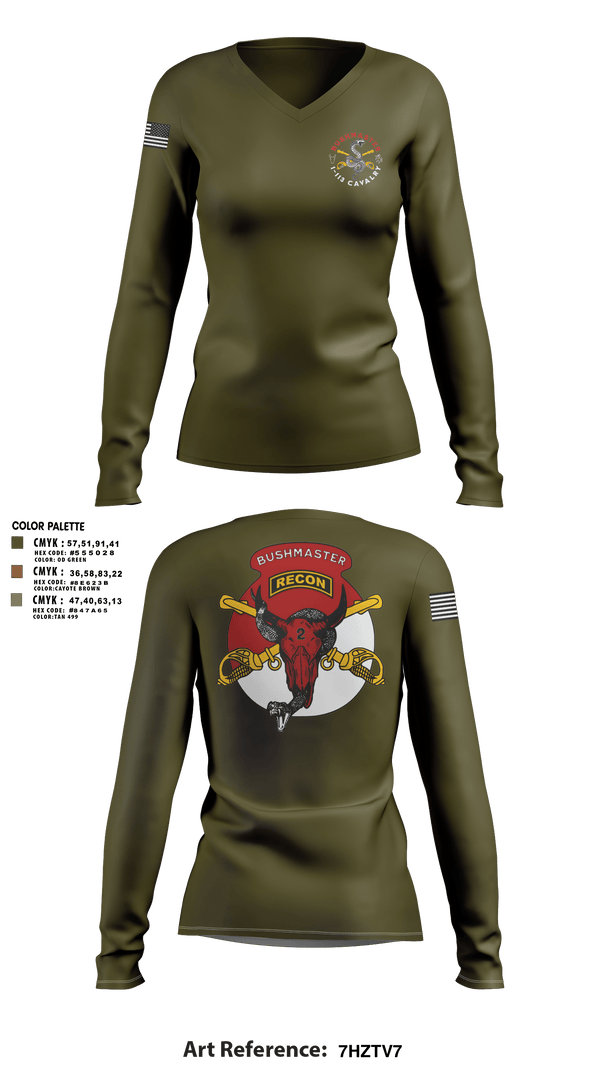 Womens Long Sleeve Vneck Shirt, 1/113 CAV B-Troop, Army, Teamtime, Team time, sublimation, custom sports apparel, team uniforms, spirit wear, spiritwear, sports uniforms, custom shirts, team store, custom team store, fundraiser sports, apparel fundraiser