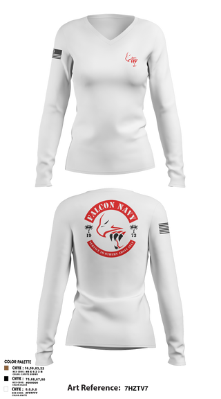 Womens Long Sleeve Vneck Shirt, Falcon Navy, , Teamtime, Team time, sublimation, custom sports apparel, team uniforms, spirit wear, spiritwear, sports uniforms, custom shirts, team store, custom team store, fundraiser sports, apparel fundraiser