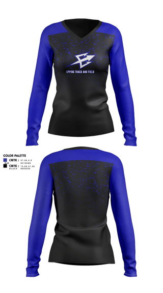 Womens Long Sleeve Vneck Shirt, Epping Track and Field, Track & Field, Teamtime, Team time, sublimation, custom sports apparel, team uniforms, spirit wear, spiritwear, sports uniforms, custom shirts, team store, custom team store, fundraiser sports, apparel fundraiser