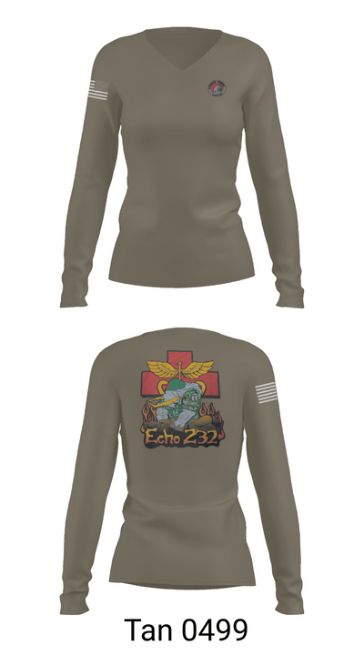 Echo Company 232nd battalion 37509624 Women's Long Sleeve V-neck Shirt - 77