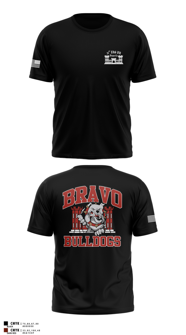 Old School Cotton Feel Shirt, Bravo Company “Bulldogs” 31st Engineer Battalion, , Teamtime, Team time, sublimation, custom sports apparel, team uniforms, spirit wear, spiritwear, sports uniforms, custom shirts, team store, custom team store, fundraiser sports, apparel fundraiser