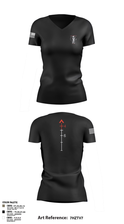 WIARNG Marksmanship 12854544 Women's Short Sleeve V-neck Shirt - 110