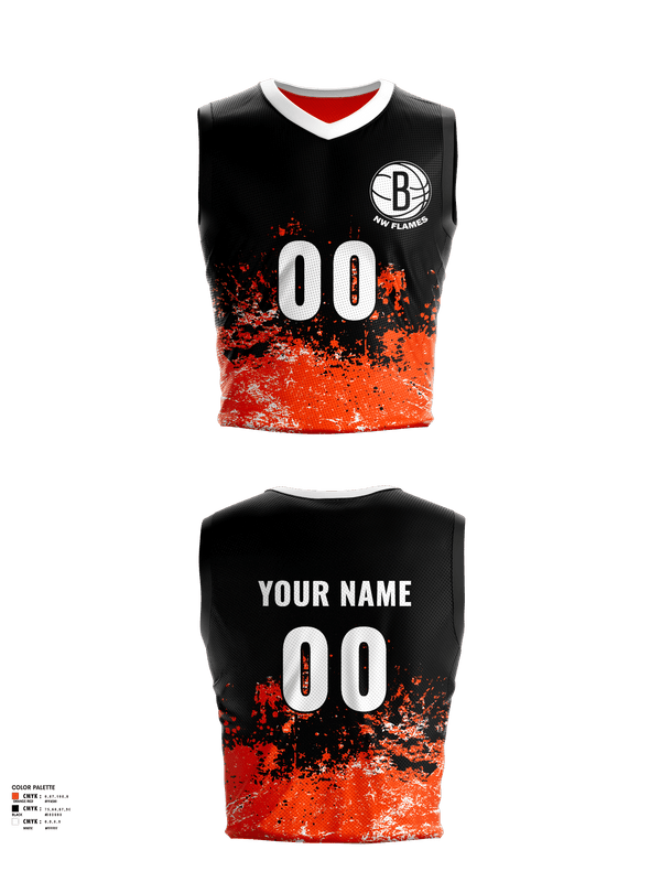 Mens Basketball Jersey, NW FLAMES, Men's Basketball, Teamtime, Team time, sublimation, custom sports apparel, team uniforms, spirit wear, spiritwear, sports uniforms, custom shirts, team store, custom team store, fundraiser sports, apparel fundraiser