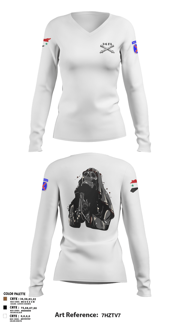 Womens Long Sleeve Vneck Shirt, 3-6 FA, Army, Teamtime, Team time, sublimation, custom sports apparel, team uniforms, spirit wear, spiritwear, sports uniforms, custom shirts, team store, custom team store, fundraiser sports, apparel fundraiser