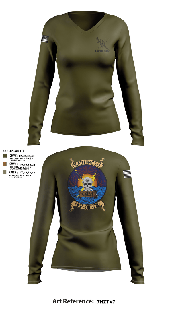 Womens Long Sleeve Vneck Shirt, 146th ASOS, Air Force, Teamtime, Team time, sublimation, custom sports apparel, team uniforms, spirit wear, spiritwear, sports uniforms, custom shirts, team store, custom team store, fundraiser sports, apparel fundraiser