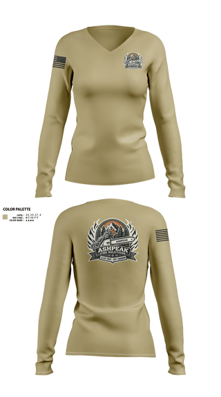 Womens Long Sleeve Vneck Shirt, AshPeak Fire Solutions, , Teamtime, Team time, sublimation, custom sports apparel, team uniforms, spirit wear, spiritwear, sports uniforms, custom shirts, team store, custom team store, fundraiser sports, apparel fundraiser