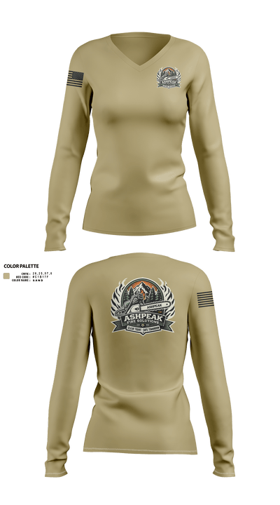 AshPeak Fire Solutions 58652744 Women's Long Sleeve V-neck Shirt - 1