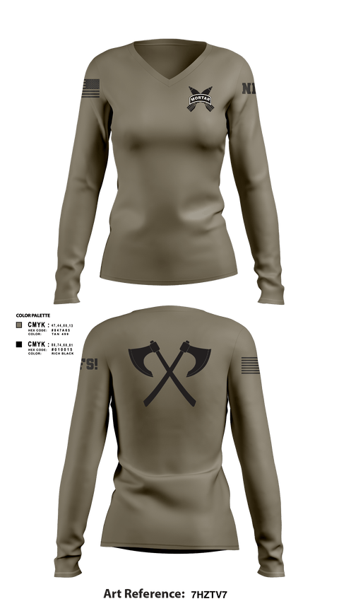 Women's Long Sleeve Vneck Shirt, Mortars, Army, Teamtime, Team time, sublimation, custom sports apparel, team uniforms, spirit wear, spiritwear, sports uniforms, custom shirts, team store, custom team store, fundraiser sports, apparel fundraiser