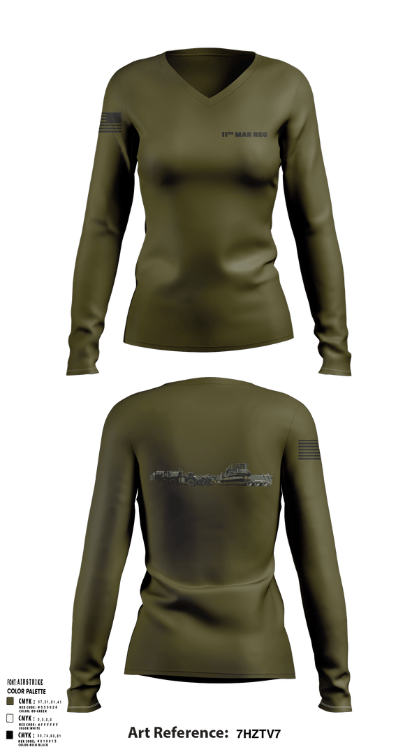 Women's Long Sleeve Vneck Shirt, 11Th MAR REG, Marines, Teamtime, Team time, sublimation, custom sports apparel, team uniforms, spirit wear, spiritwear, sports uniforms, custom shirts, team store, custom team store, fundraiser sports, apparel fundraiser