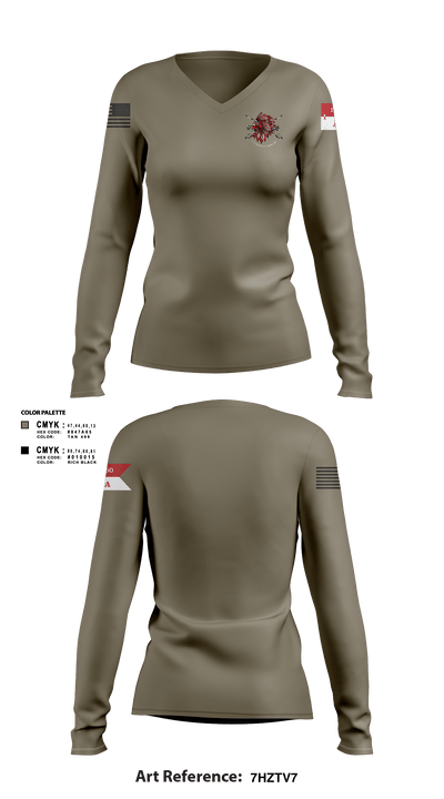 Apache Troop 1-150th 52177042 Women's Long Sleeve V-neck Shirt - 3