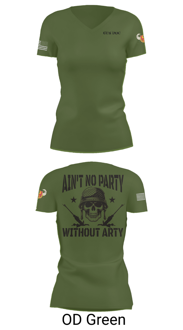 Women's Short Sleeve Vneck Shirt, 1-320th FA, Fox Battery, , Teamtime, Team time, sublimation, custom sports apparel, team uniforms, spirit wear, spiritwear, sports uniforms, custom shirts, team store, custom team store, fundraiser sports, apparel fundraiser