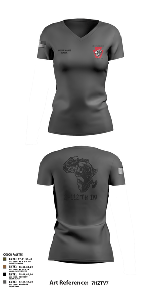 Women's Short Sleeve Vneck Shirt, Charger Co. / 2-112th Infantry Battalion, National Guard, Teamtime, Team time, sublimation, custom sports apparel, team uniforms, spirit wear, spiritwear, sports uniforms, custom shirts, team store, custom team store, fundraiser sports, apparel fundraiser