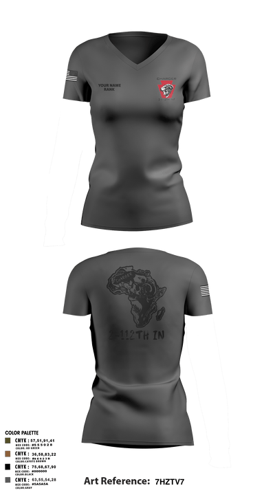 Charger Co. / 2-112th Infantry Battalion 37738588 Women's Short Sleeve V-neck Shirt - 70