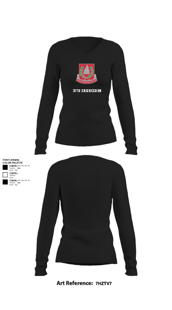 Women's Long Sleeve Vneck Shirt, 37th engineer bn, Army, Teamtime, Team time, sublimation, custom sports apparel, team uniforms, spirit wear, spiritwear, sports uniforms, custom shirts, team store, custom team store, fundraiser sports, apparel fundraiser