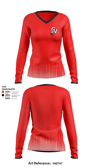 Women's Long Sleeve Vneck Shirt, Big Reds, Track & Field, Teamtime, Team time, sublimation, custom sports apparel, team uniforms, spirit wear, spiritwear, sports uniforms, custom shirts, team store, custom team store, fundraiser sports, apparel fundraiser