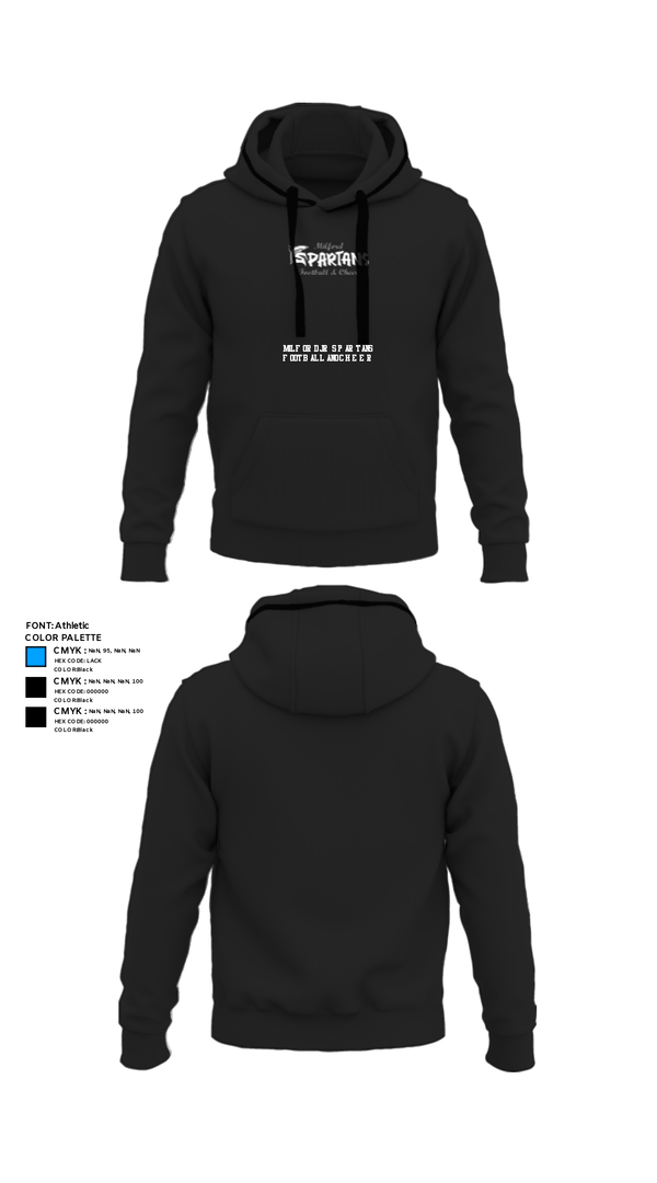 Hoodie, Milford Jr Spartans Football and Cheer, Football, Teamtime, Team time, sublimation, custom sports apparel, team uniforms, spirit wear, spiritwear, sports uniforms, custom shirts, team store, custom team store, fundraiser sports, apparel fundraiser