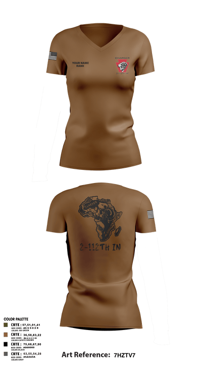 Charger Co. / 2-112th Infantry Battalion 37738588 Women's Short Sleeve V-neck Shirt - 68