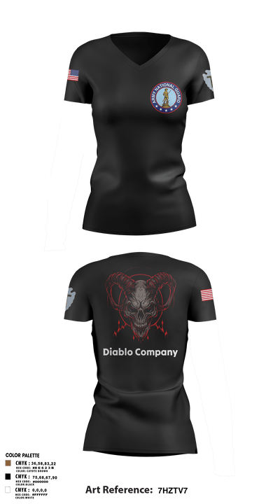 Delta Company 3-144th Infantry 77323460 Women's Short Sleeve V-neck Shirt - 6