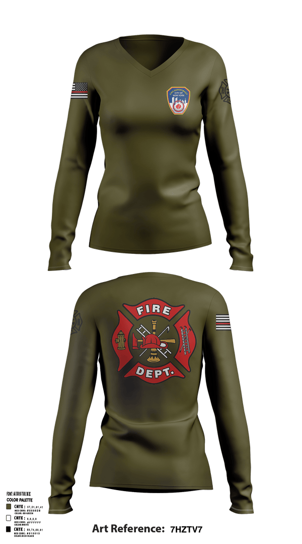 Women's Long Sleeve Vneck Shirt, Fire Department Of New York, Fire Department, Teamtime, Team time, sublimation, custom sports apparel, team uniforms, spirit wear, spiritwear, sports uniforms, custom shirts, team store, custom team store, fundraiser sports, apparel fundraiser