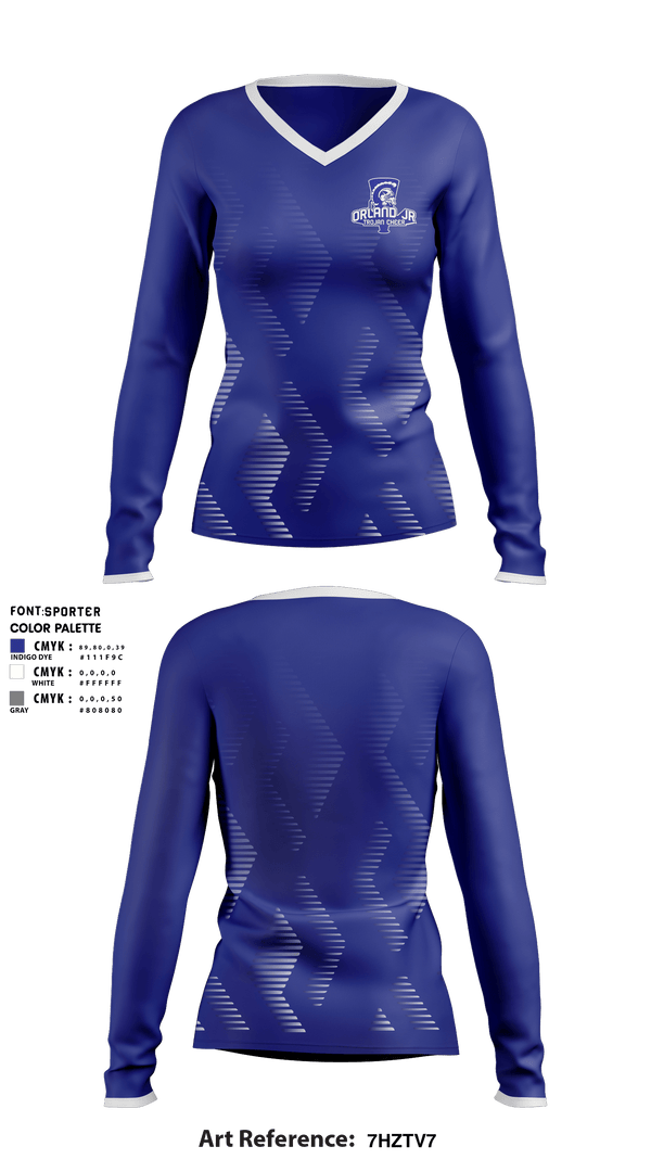 Women's Long Sleeve Vneck Shirt, Orland Jr Trojans Cheer, Cheer, Teamtime, Team time, sublimation, custom sports apparel, team uniforms, spirit wear, spiritwear, sports uniforms, custom shirts, team store, custom team store, fundraiser sports, apparel fundraiser