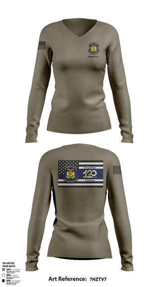 Women's Long Sleeve Vneck Shirt, MSHP Class 120, Police, Teamtime, Team time, sublimation, custom sports apparel, team uniforms, spirit wear, spiritwear, sports uniforms, custom shirts, team store, custom team store, fundraiser sports, apparel fundraiser