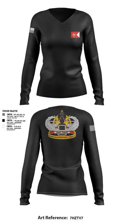 594th transportation 57328384 Women's Long Sleeve V-neck Shirt - 3