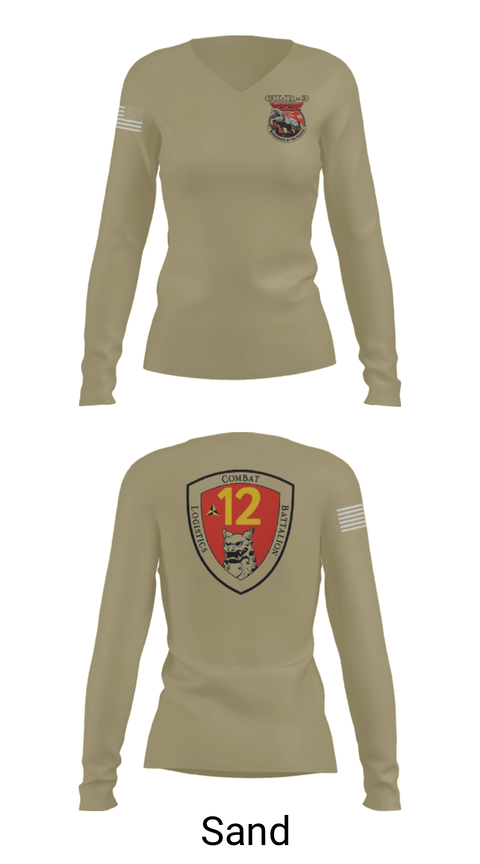 Women's Long Sleeve Vneck Shirt, CLB 12, Marines, Teamtime, Team time, sublimation, custom sports apparel, team uniforms, spirit wear, spiritwear, sports uniforms, custom shirts, team store, custom team store, fundraiser sports, apparel fundraiser