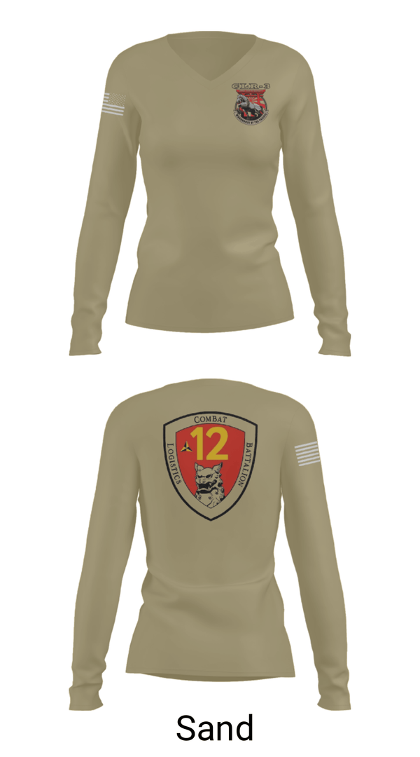 Women's Long Sleeve Vneck Shirt, CLB 12, Marines, Teamtime, Team time, sublimation, custom sports apparel, team uniforms, spirit wear, spiritwear, sports uniforms, custom shirts, team store, custom team store, fundraiser sports, apparel fundraiser
