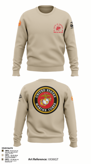 Crew Neck Sweatshirt, Zulu 109, Marines, Teamtime, Team time, sublimation, custom sports apparel, team uniforms, spirit wear, spiritwear, sports uniforms, custom shirts, team store, custom team store, fundraiser sports, apparel fundraiser