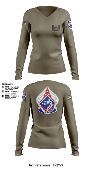 Women's Long Sleeve Vneck Shirt, XVIII ABN G2, Army, Teamtime, Team time, sublimation, custom sports apparel, team uniforms, spirit wear, spiritwear, sports uniforms, custom shirts, team store, custom team store, fundraiser sports, apparel fundraiser