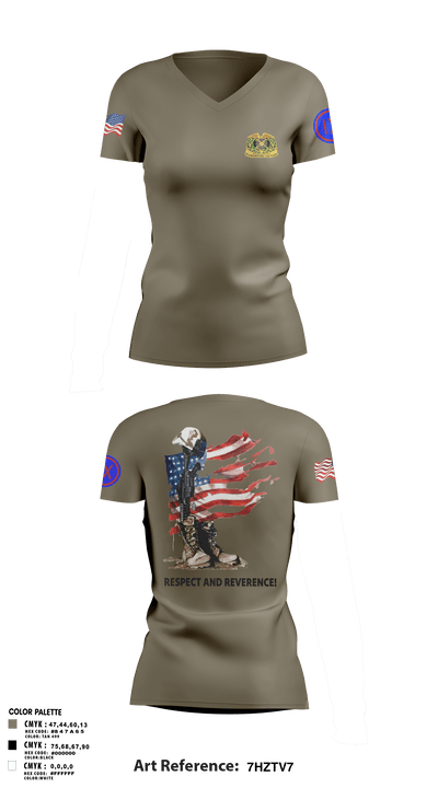 962D QUARTERMASTER COMPANY (MORTUARY AFFAIRS) 48662806 Women's Short Sleeve V-neck Shirt - 4