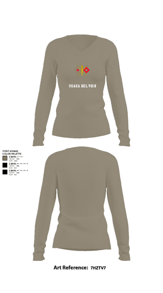 Women's Long Sleeve Vneck Shirt, USASA BELVOIR, Army, Teamtime, Team time, sublimation, custom sports apparel, team uniforms, spirit wear, spiritwear, sports uniforms, custom shirts, team store, custom team store, fundraiser sports, apparel fundraiser