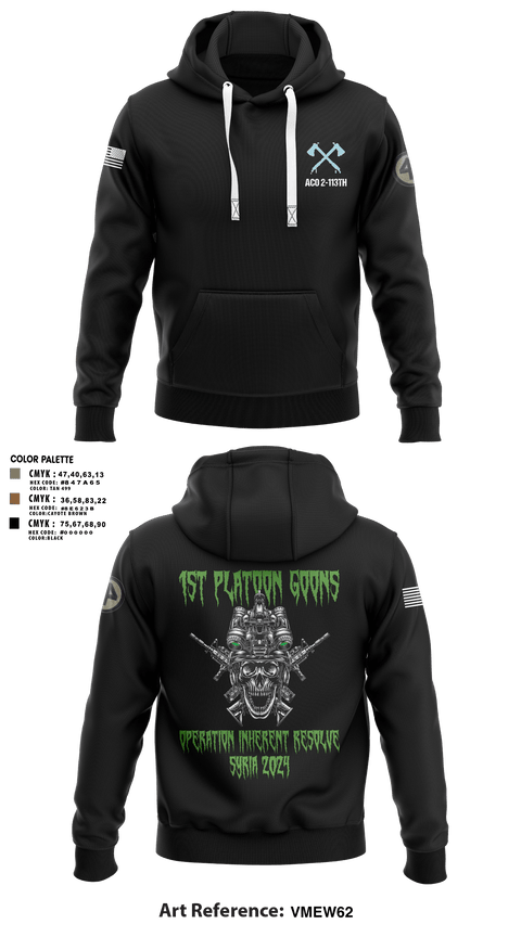 Hoodie, A-CO 2-113th Infantry, Army, Teamtime, Team time, sublimation, custom sports apparel, team uniforms, spirit wear, spiritwear, sports uniforms, custom shirts, team store, custom team store, fundraiser sports, apparel fundraiser