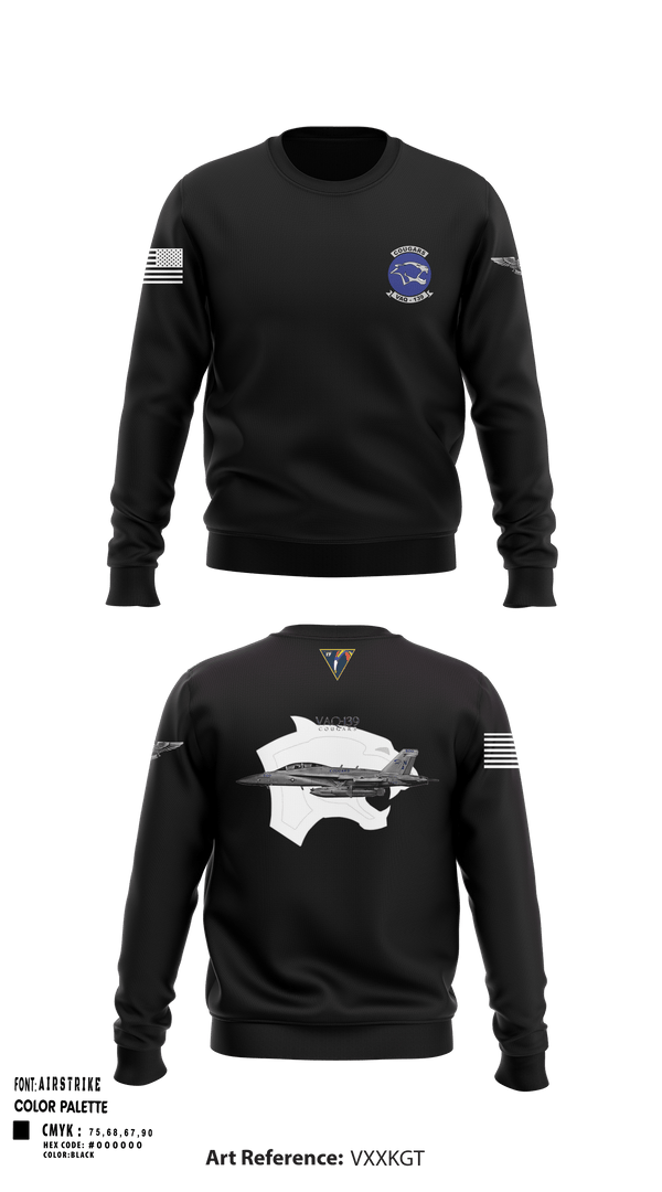 Crew Neck Sweatshirt, VAQ-139 Cougars, Navy, Teamtime, Team time, sublimation, custom sports apparel, team uniforms, spirit wear, spiritwear, sports uniforms, custom shirts, team store, custom team store, fundraiser sports, apparel fundraiser