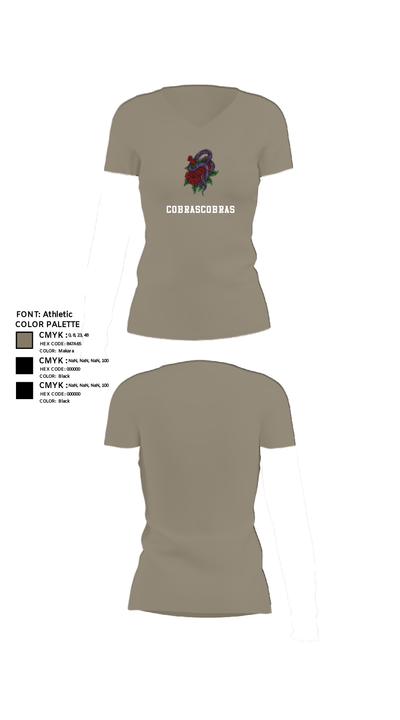 Red WarriorsCobras 84767379 Women's Short Sleeve V-neck Shirt - 26